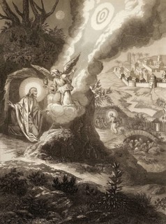 The Agony in the Garden of Gethsemane, New Testament, steel engraving 1853, digitally restored
