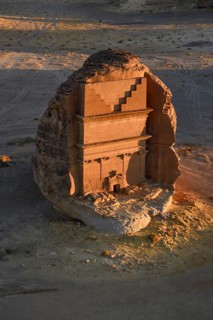 Qasr Al-Farid, 2000-year-old tomb of the Nabataeans, aerial view, Hegra or Madain Salih, AlUla