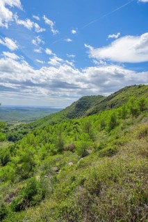 View onto the Hills and valleys from the range of Mount La Talaia del Montmell, Catalonia, Spain