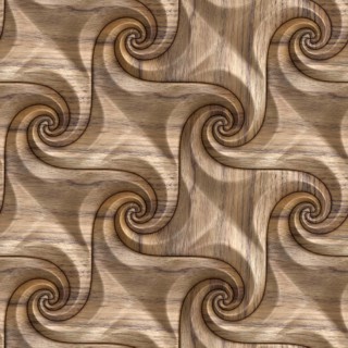 A 3D illustration of seamless wooden wave patterns creates a unique, swirling design ideal for