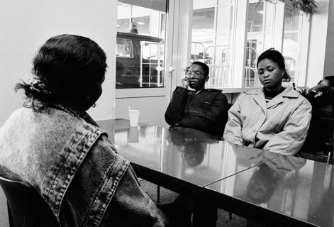 Frankfurt, DEU, 21.07.93 - Refugees seeking asylum in waiting room C 182 of the Federal Border
