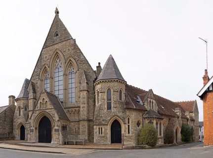 Radcliffe Centre University Building, Photomerge, Church Street, Buckingham, England, Great Britain