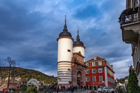 Gate of the Old Bridge in Heidelberg, Baden-Württemberg, Germany