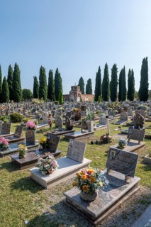 Graves in the central cemetery of Venice, cemetery island of San Michele, Venice, Italy