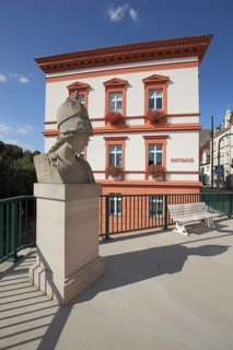 Monument to Athena Goddess of Wisdom, Greek Mythology, Stele with Bust, Town Hall, Weilburg,