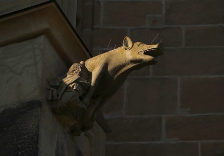 Anti-Jewish vile sculpture, anti-Semitic sculpture designed as a Jew sow, created around 1270,