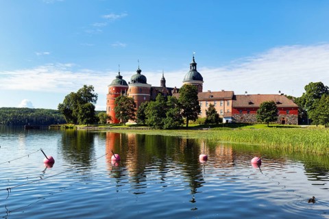 Gripsholm Castle on Lake Mälaren, Mälarsee, Mariefred, Strängnäs, Södermanland County, Sweden