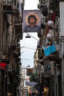 NAPLES, ITALY - JANUARY 14, 2024: Images of legendary FC Neapoli and Argentine national football