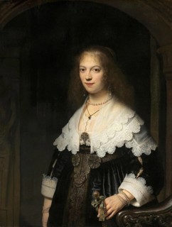 Portrait of a Woman, possibly Maria Trip, painting by Rembrandt van Rijn (1606) (1669), Historic,