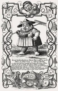 Cabinet of Dwarfs, Jacques Callot Resurrected, Antique Print, Augsburg, 1720