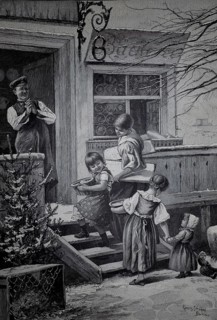 Christmas cake, the family brings the dough and cake sheets to the bakery to bake the cake, the