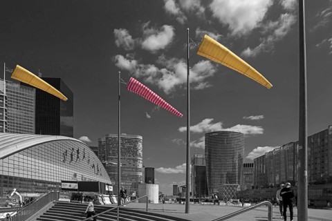 La Défence, the New High City District, the largest office district in Europe, black and white,