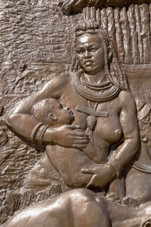 Relief with historical motif from Namibian history on the National Heroes Acre, war memorial of the