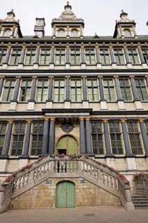 Historic City Hall Stadhuis, main entrance, Ghent, Flanders, Belgium