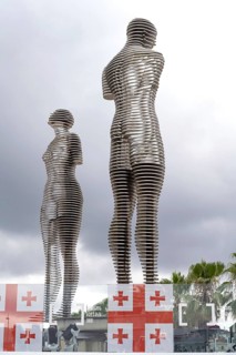 Batumi, Georgia. July 21st 2025. Landmark of Ali and Nino, a moving sculpture in Batumi Boulevard,