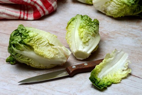 Baby salad, salad with knife