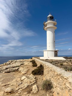 Far de Cap de Barbaria lighthouse on the southern tip of Formentera, Balearic Islands, Spain
