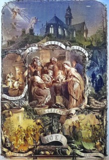 Christmas, Christmas Eve, Birth of Jesus Christ depicted with the manger, 1869, France, Historic,