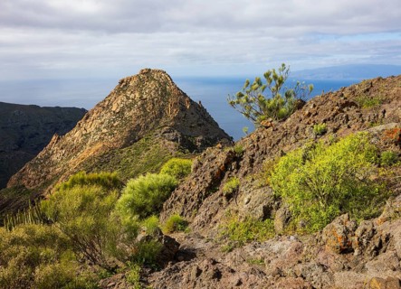 Mountain landscape, mountain hiking, view to Risco Blanco, El Molledo, Tenerife, Canary Island,