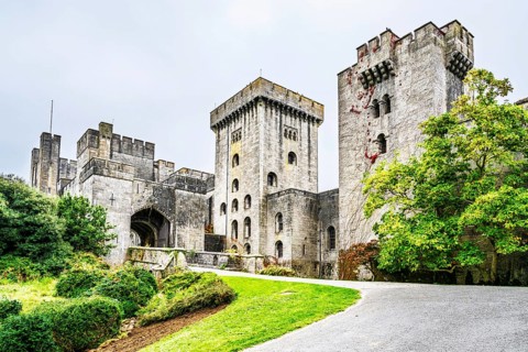 Autumn colors over Penrhyn Castle and Garden, Llandygai, Bangor, Gwynedd, North Wales, UK
