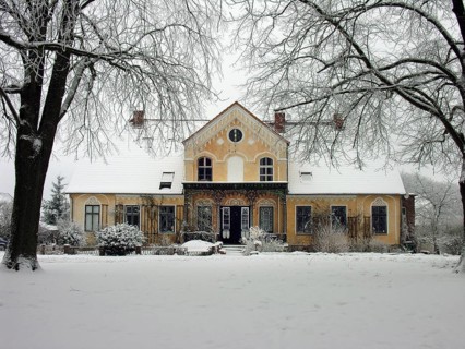 Wintery art nouveau villa built around 1900, Rögnitz, Mecklenburg-Vorpommern, Germany