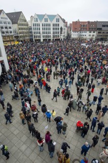 Demonstration against the right, people protest against right-wing extremism and in favour of