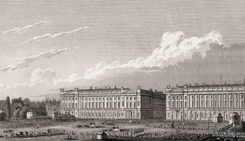 Seine, river, Square Louis-XVI, Paris, antique steel engraved print, 1831