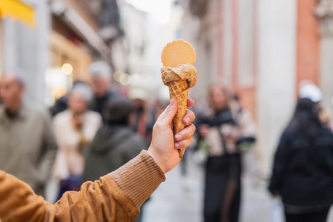 A ice cream in Venice, Italy, with the intricate details and timeless elegance that define this