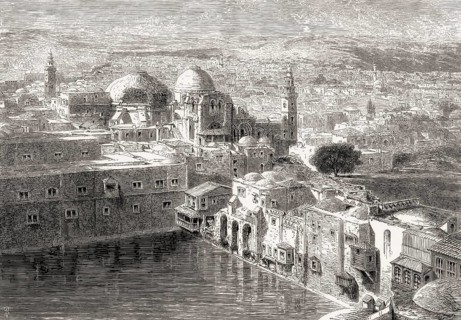 The Church of the Holy Sepulchre, Hezekiah's Pool, Old City of Jerusalem, 19th century