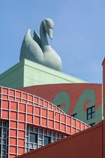Close up of the swan on the top of the Swan Resort Hotel in Walt Disney World, Orlando, Florida,