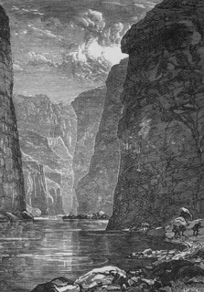 A canyon on the Colorado River, Colorado, around 1870, America, digital reproduction of a