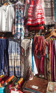 Close up of pretty female clothing on sale outside a tourist shop in, Granada, Spain
