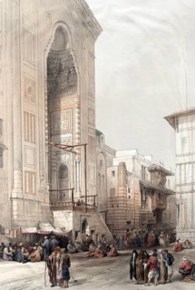 Large entrance to the mosque of Sultan Hassan, Cairo, Egypt, around 1850, Historical, digitally