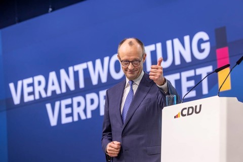 38th Federal Party Congress of the CDU of Germany in Stuttgart. Federal Chancellor Friedrich Merz