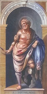 St. Bartholomew, a biblical apostle who is said to have lived in Cana, Galilee at the beginning of