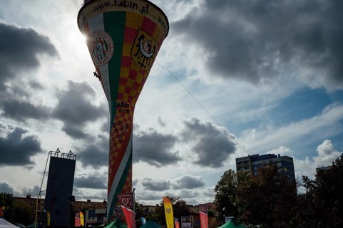 LUBIN, POLAND - SEPTEMBER 30, 2023: X Memorial Iwony Buczek climbing competition and tightrope