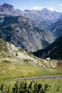 Mountain landscape at Col d'Allos 2250m Alpine pass, Alpes-de-Haute-Provence, France 1974