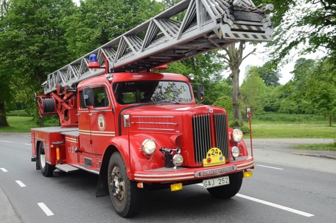 Scania veteran fire truck built in 1958 at fire truck rally in Ystad, Skåne County, Sweden,