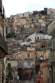 City of Ragusa, houses in the district of Ragusa Superiore, Sicily, Italy
