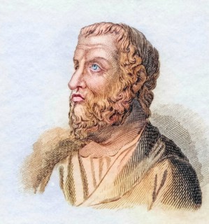 Isocrates, 436 to 338 B.C. Ancient Greek rhetorician, one of the ten Attic orators, coloured