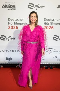 Nadine Heidenreich in front of the German Audio Film Awards ceremony at the Colosseum cinema in