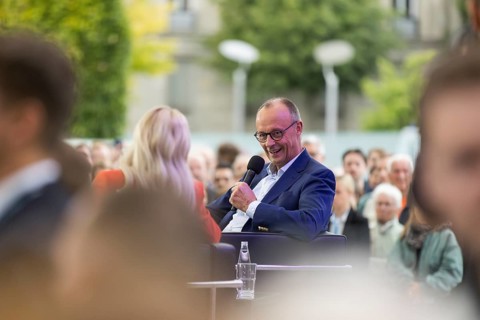 Friedrich Merz (CDU, Chancellor of the Federal Republic of Germany) during a stage talk at the Open