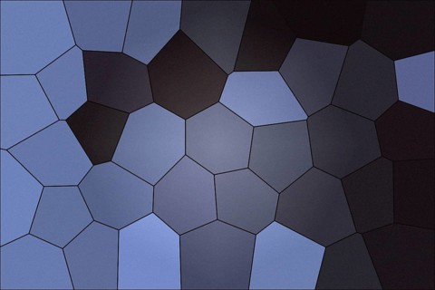 This digital artwork presents a creative mosaic made of irregular pentagon and hexagon shapes,