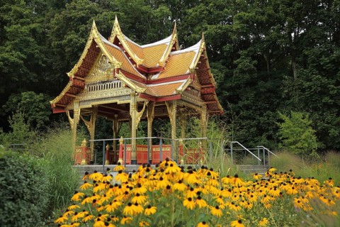 Siamese temple Sala-Thai II, Bad Homburg, spa garden, Hesse, Germany