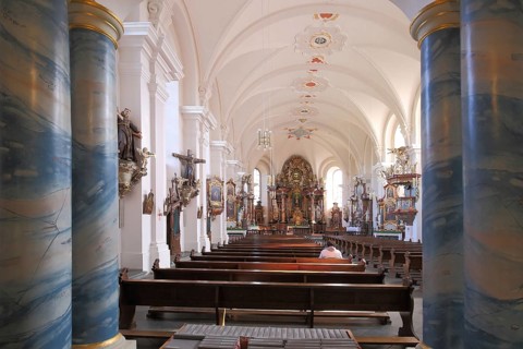 Interior view of the baroque Frauenberg monastery, Franciscan monastery, Fulda, Hesse, Germany