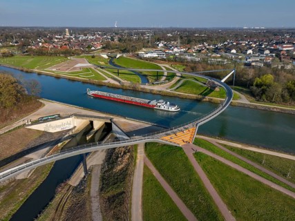 Castrop-Rauxel, North Rhine-Westphalia, Ruhr region, Germany - Sprung bridge over the Emscher, here