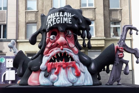 Mullah regime in Iran, theme car by Jacques Tilly, Düsseldorfer Rosenmontagszug, Düsseldorf, North