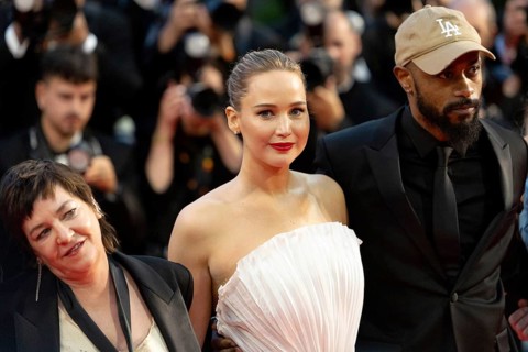 Cannes, France - 17.5.2024: Lynne Ramsay, Jennifer Lawrence and Keith Stanfield on the red carpet