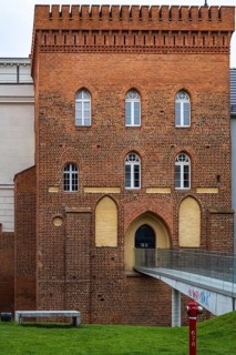 Preserved historic tower of the Upper Castle on Nicolaus Copernicus Square in Opole, Opole