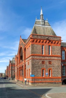 Red brick of historic Waterhouse buildings, North Campus, University of Liverpool, England, UK